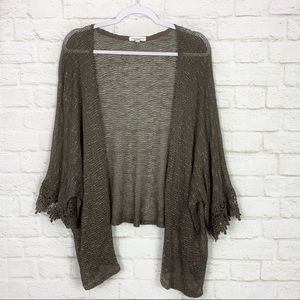 Coco+Jameson Boho Open Crochet Dolman Cardigan S